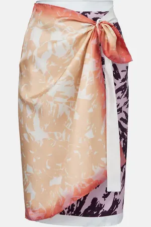 DRIES VAN NOTEN Jupe portefeuille imprimée en soie