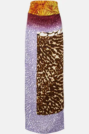 DRIES VAN NOTEN Jupe midi imprimée en soie
