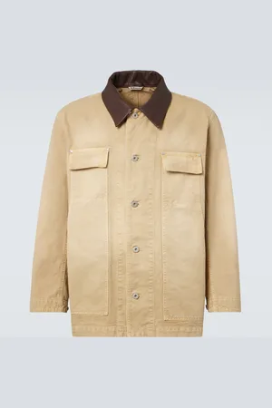 Auralee Veste en coton et cuir