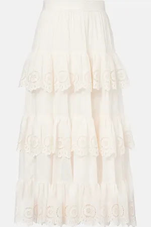 ZIMMERMANN Jupe midi Lucky brodée en coton