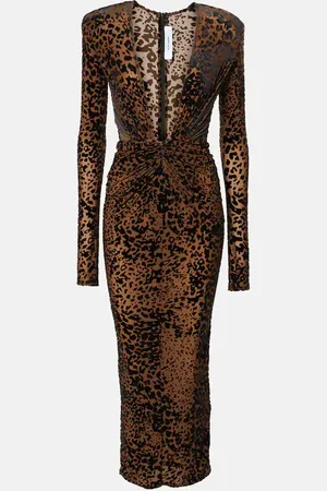 ALEX PERRY Robe midi à motif léopard