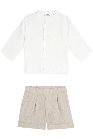 Il gufo Bébé – Set chemise et short en lin