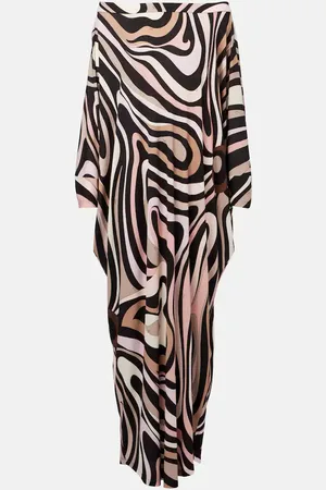Puccini Robe de plage Marmo imprimée à encolure bardot