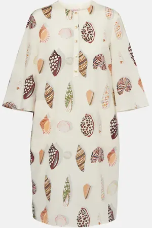ERES Robe Creme imprimée en coton et soie