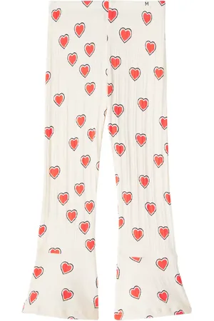 Mini Rodini Pantalon flare Outlined Hearts en coton mélangé