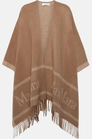Max Mara Poncho en jacquard de laine à logo