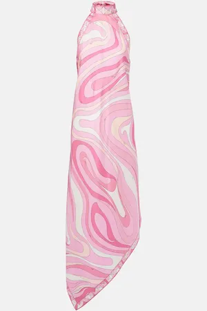 Puccini Robe longue Marmo asymétrique en soie
