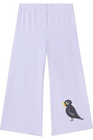 Mini Rodini Pantalon évasé Birds en coton mélangé
