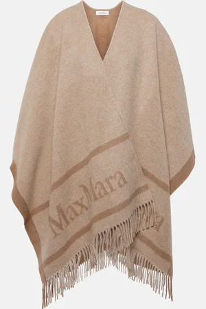 Max Mara Poncho en jacquard de laine à logo
