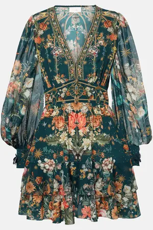 Camilla Robe en soie à fleurs et ornements