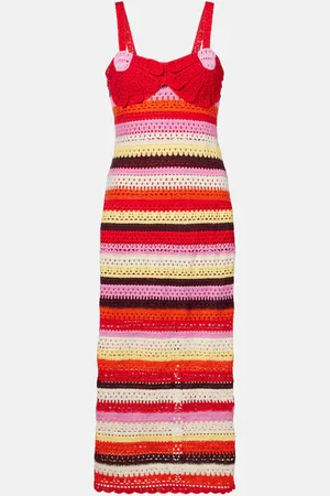 Farm Rio Robe midi rayée en crochet