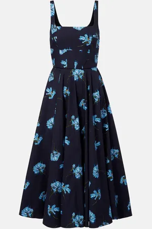 EMILIA WICKSTEAD Robe midi en coton à fleurs