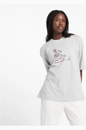 New Balance Femme Oversized Flower T-Shirt en , Coton, Taille L