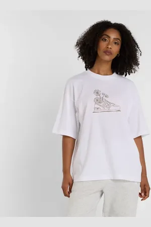 New Balance Femme Oversized Flower T-Shirt en , Coton, Taille L