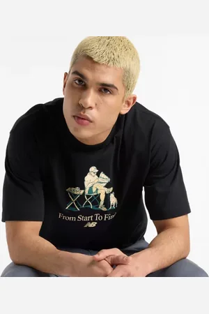 New Balance Homme Cafe T-Shirt en , Coton, Taille L