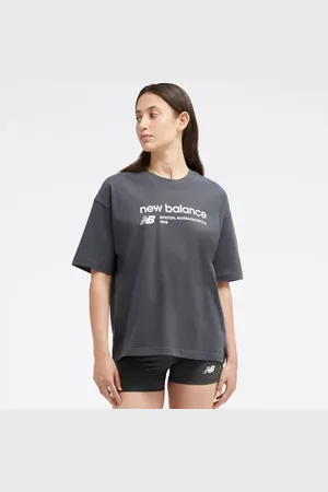 New Balance Femme Linear Heritage Jersey Oversized T-Shirt en , de coton, Taille L