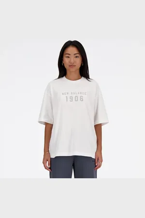 New Balance Femme Iconic Collegiate Jersey Oversized T-Shirt en , de coton, Taille L