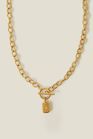 Accessorize 14ct Plated T-Bar Star Pendant Necklaceun