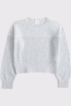 Abercrombie & Fitch Grey Crew Neck Stripe Knitted Jumper15 - 16 ans (170 - 176cm)