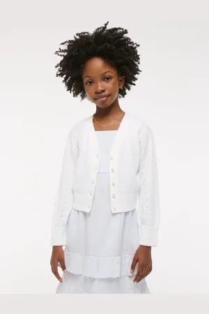 Abercrombie & Fitch Easy Open Stitch Cropped White Cardigan17années