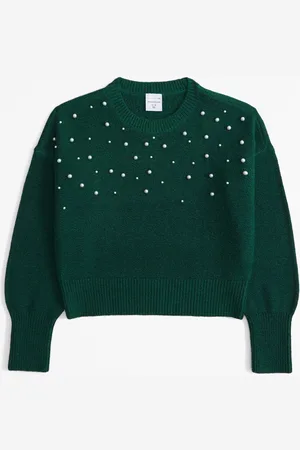 Abercrombie & Fitch Pull en maille à manches ballons avec détails diamantés15 - 16 ans (170 - 176cm)