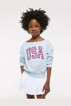 Abercrombie & Fitch Off Shoulder Graphic Jersey Sweatshirt158164cm