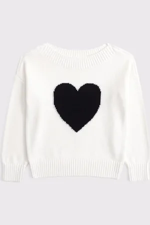 Abercrombie & Fitch Heart Intarsia Knitted Jumper With Slash Neck122128cm