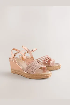 Next Forever Comfort Round Toe Asymmetrical Bling Platform Wedgeseu385