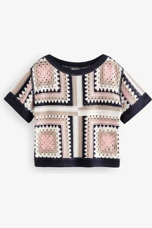 Next Manches courtes Crochet 100% Cotton Col rond T-shirtX-Small Tall