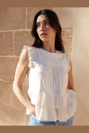 Threadbare Ruffle Frill Smock Shell Top40