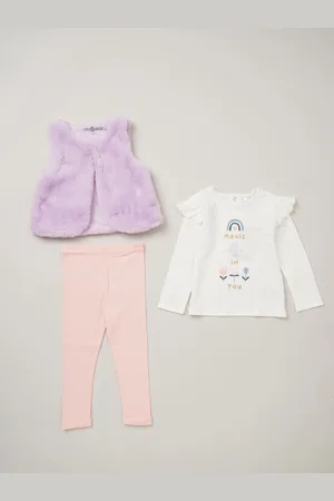 LILY & JACK Faux Fur Gilet 100% Cotton Top and Leggings Outfit SetMois 18 (86cm)