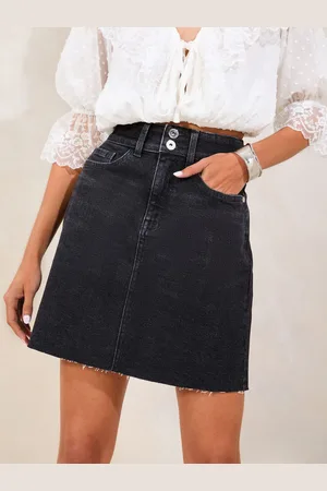 Lipsy London Denim Double Button Waistband Mini Skirt40