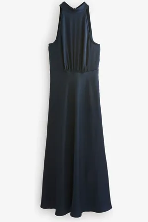 Next Textured Satin Halter Sleeveless Midi Dress48tall