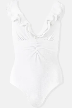 mint&berry Tummy Control Plunge Ruffle Textured Swimsuit40