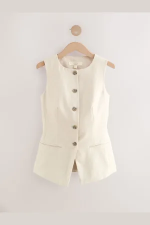Next Gilet à col carré riche en lin