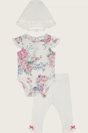 Monsoon Newborn 100% Cotton Floral Pointelle 3-Piece Set8086cm