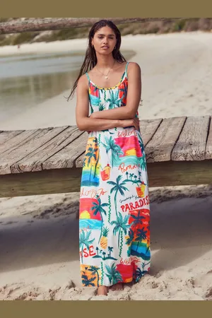 Next Maxi Length Trapeze Shape Ruched Neckline Thin Vest Strap DressM Reg
