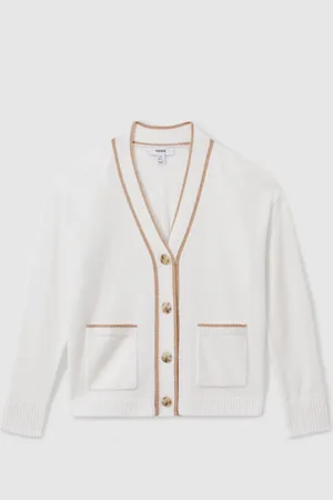 Reiss JuniBlend en laine à détails rayés Cardigan et cachemire128134cm