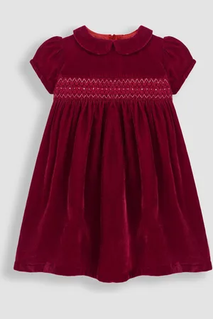 JoJo Maman Bébé Robe de soirée en velours smocké6 - Mois 12 (68 - 80cm)