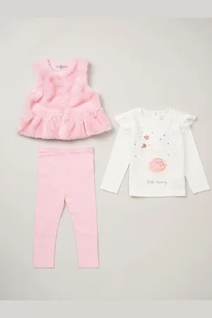 LILY & JACK Faux Fur Gilet 100% Cotton Top and Leggings Outfit SetMois 18 (86cm)