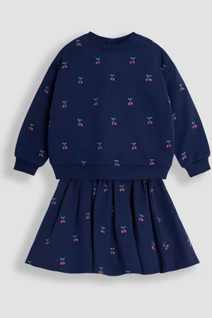 JoJo Maman Bébé Ensemble sweat-shirt et jupe brodés cerise 2 Lot116122cm