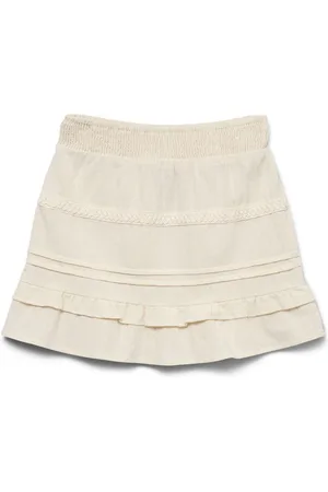 VERO MODA Mini-jupe tissée Cream 100% coton biologique à taille élastique116122cm