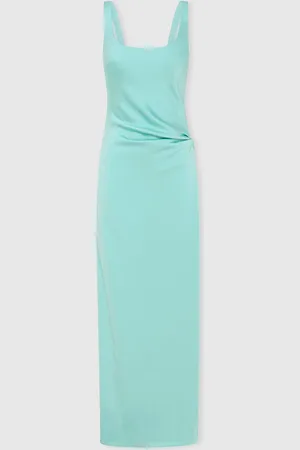 Anna Quan Robe longue en satin à fente latérale 38