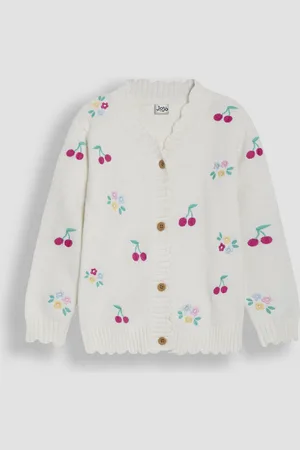 JoJo Maman Bébé Embroidered V-Neck Cardigan116122cm