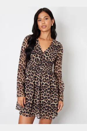 Threadbare Mini Leopard Imprimé Robe en mousseline évasée42