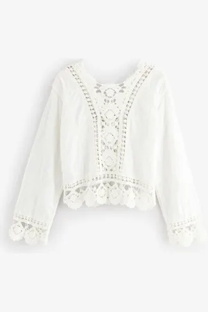 Next Pretty Long Sleeve Top With Crochet DetailsS Reg