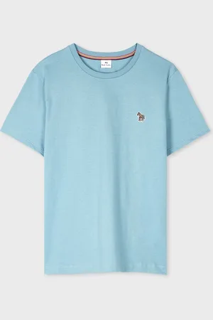 Paul Smith Blue Zebra Print 100% Organic Cotton Logo Crew Neck T-ShirtMédium