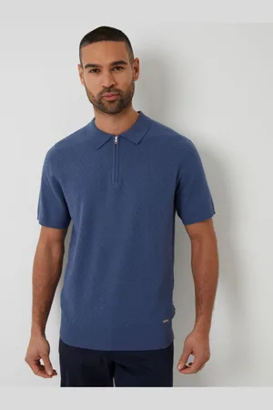 Threadbare Polos texturés en maille zippé sur le devantpetit