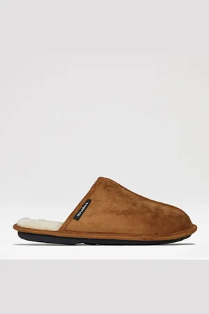 Threadbare Chaussons mules en suédine doublés de fausse fourrure