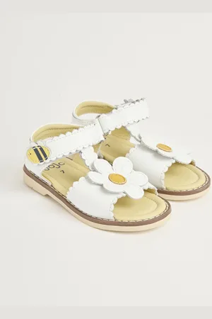 JoJo Maman Bébé Flower Print Leather Sandalsr. u.7eu24